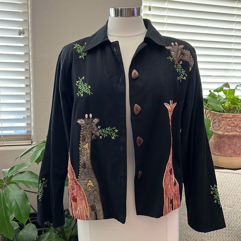 Vintage Raviya Linen African Giraffe Jacket - Picture 14 of 14